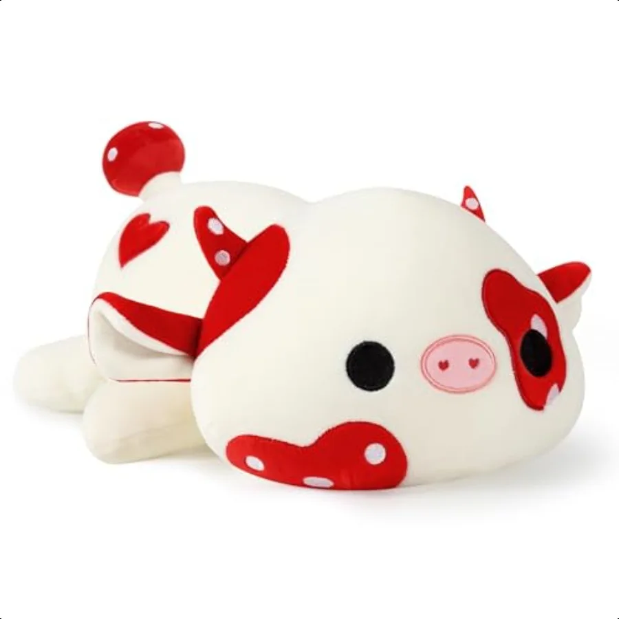 

Onsoyours милая корова плюшевая мягкая плюшевая игрушка с грибами Love Cow Squishy плюшевая игрушка в виде животного, подушка в подарок для красной грибной коровы 12