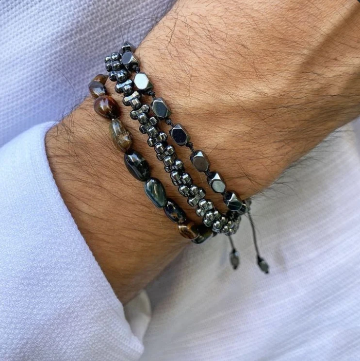 شخصية جديدة حجر الطاقة الرجال دعوى سوار خاص على شكل حجر المرارة الأسود سوار مطرز سوار حار بيع #1