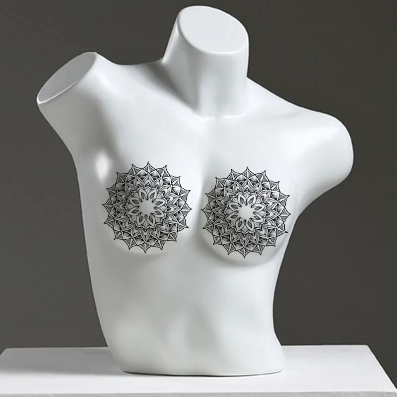 Sexy Trend Chest Flower Nipple Stickers Herbal Juice Waterproof and Sweat-Proof Solid Color Temporary Stickers
