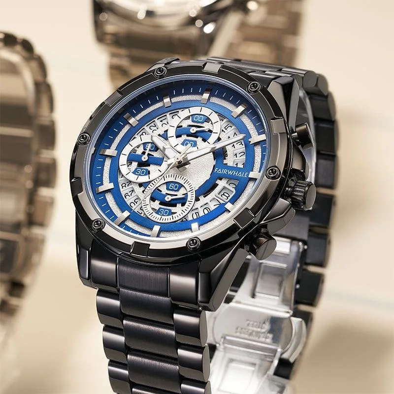 Luxury Business Watch for Men Waterproof Stainless Steel Quartz Wristwatch with Auto Date Function Fashionable Gift