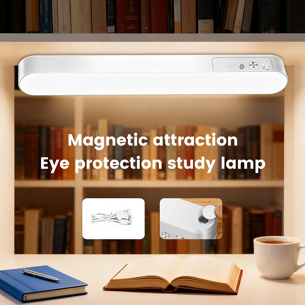 USB CCT Desk Lamp 19 LEDs Dimmable Touch Control 3000K 4500K 6000K Adjustable Magnetic Light Bar for Cabinet Mirror Desk