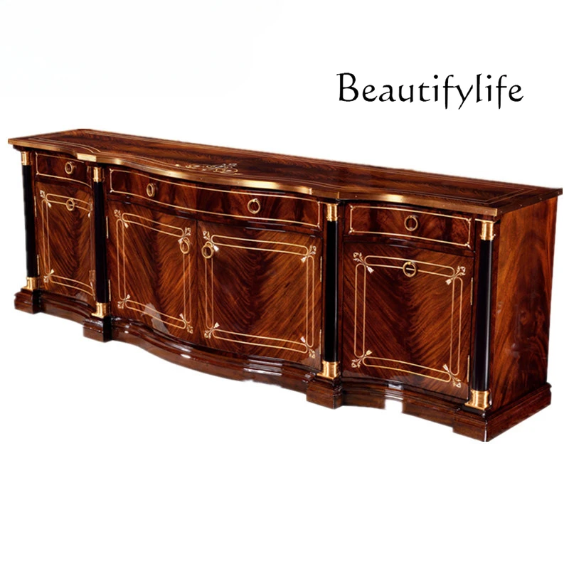 

Italian medieval solid wood furniture TV cabinet Household inlaid shell audio-visual cabinet