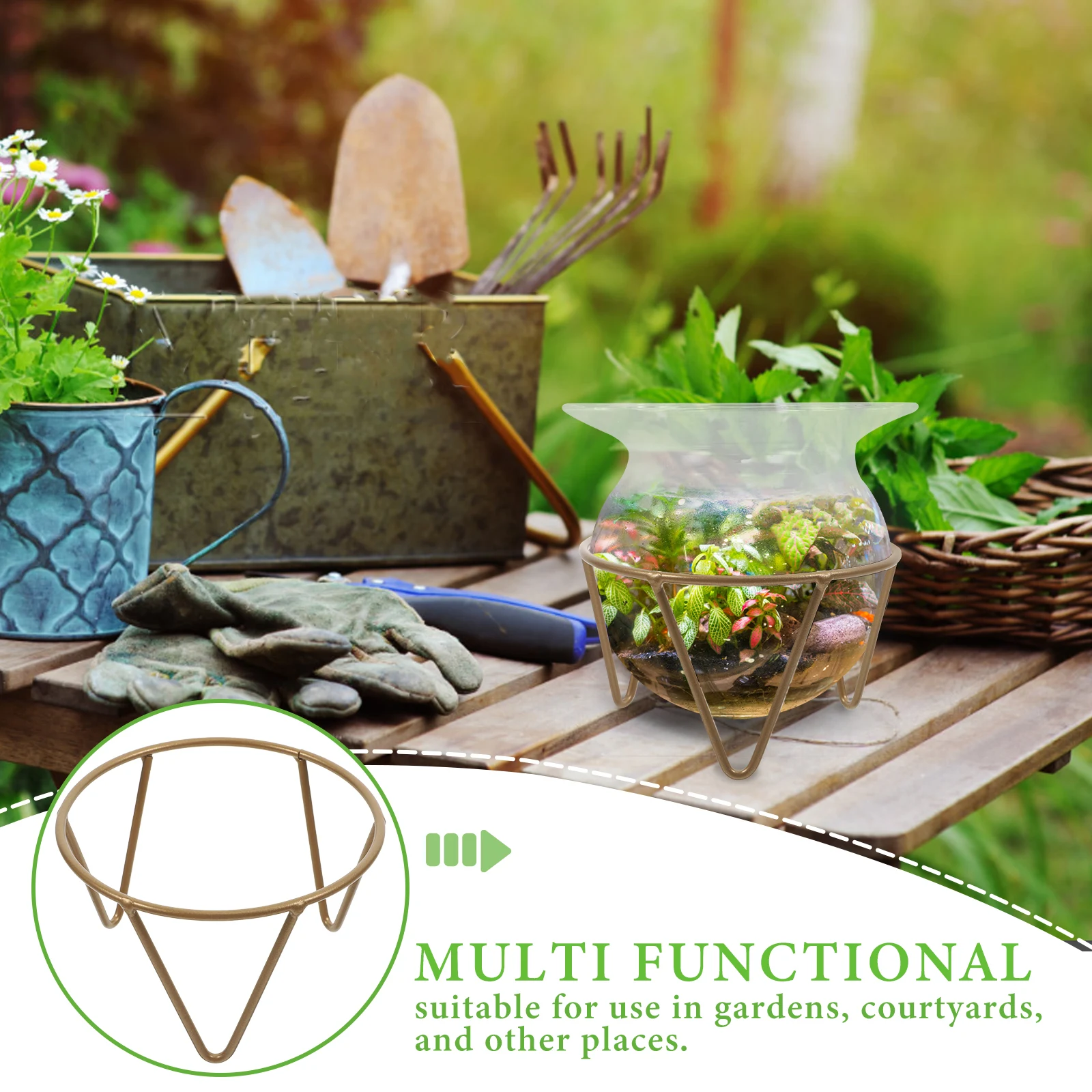 حامل كرة تحديق للحديقة من الحديد، حامل كروي أنيق، قاعدة متعددة الأغراض لعرض الفناء والحديقة الكرة الأرضية