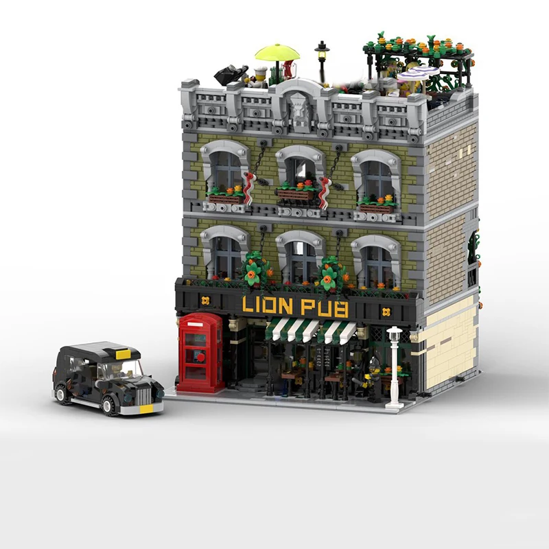 

5892 шт. MOC Lion Pub модульное здание классическая лондонская тема паба с 4 этажами DIY строительные блоки подарок на день рождения