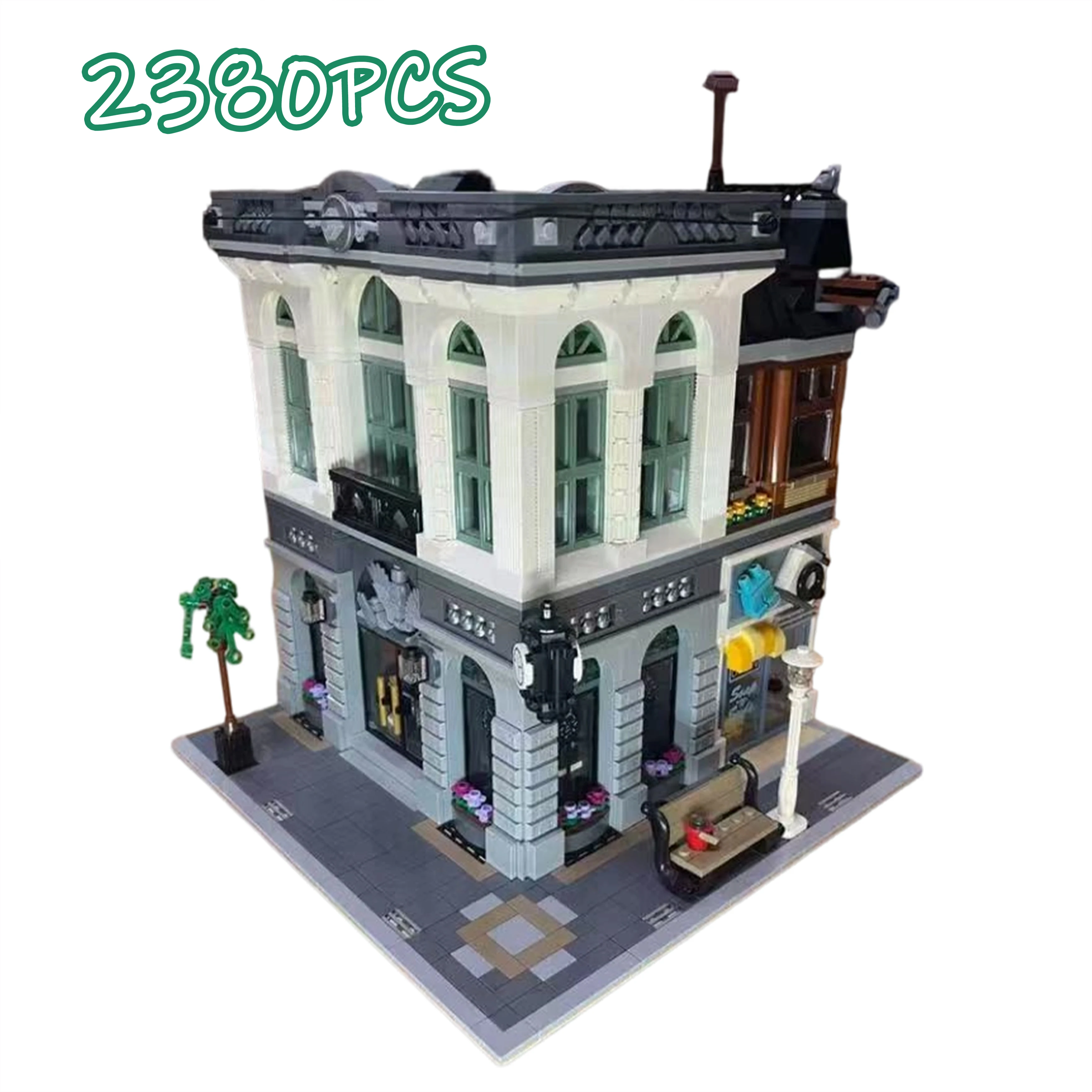 

Совместимый 10251 MOC Brick Bank, уличная сцена, модульные строительные блоки, модель архитектуры, дисплей, подарок для коллекционеров, модель в подарок