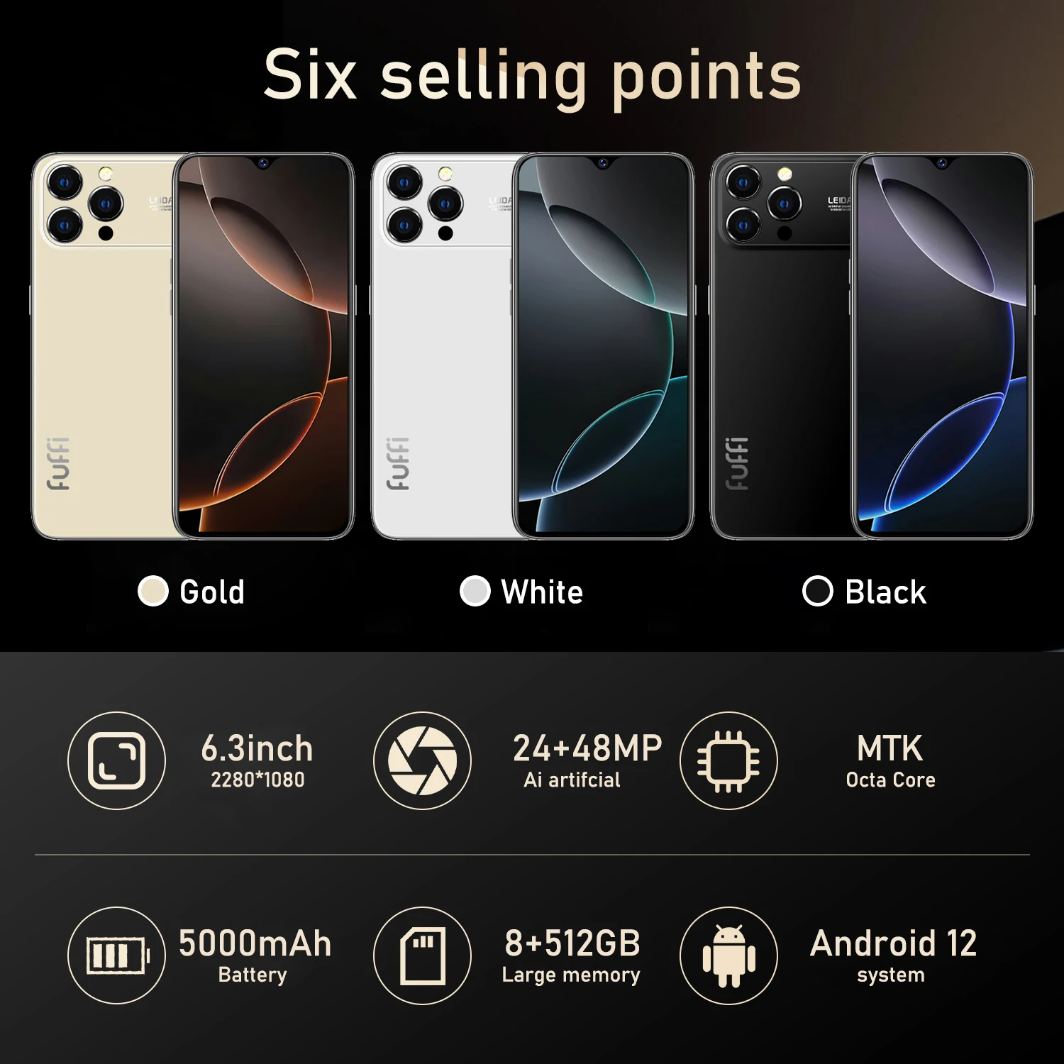 الإصدار العالمي للهاتف الذكي Android 12 شاشة 6.56 بوصة، هاتف محمول 8 + 512 جيجابايت 8 + 16 ميجابكسل 5000 مللي أمبير في الساعة لهاتف متجر Google Play