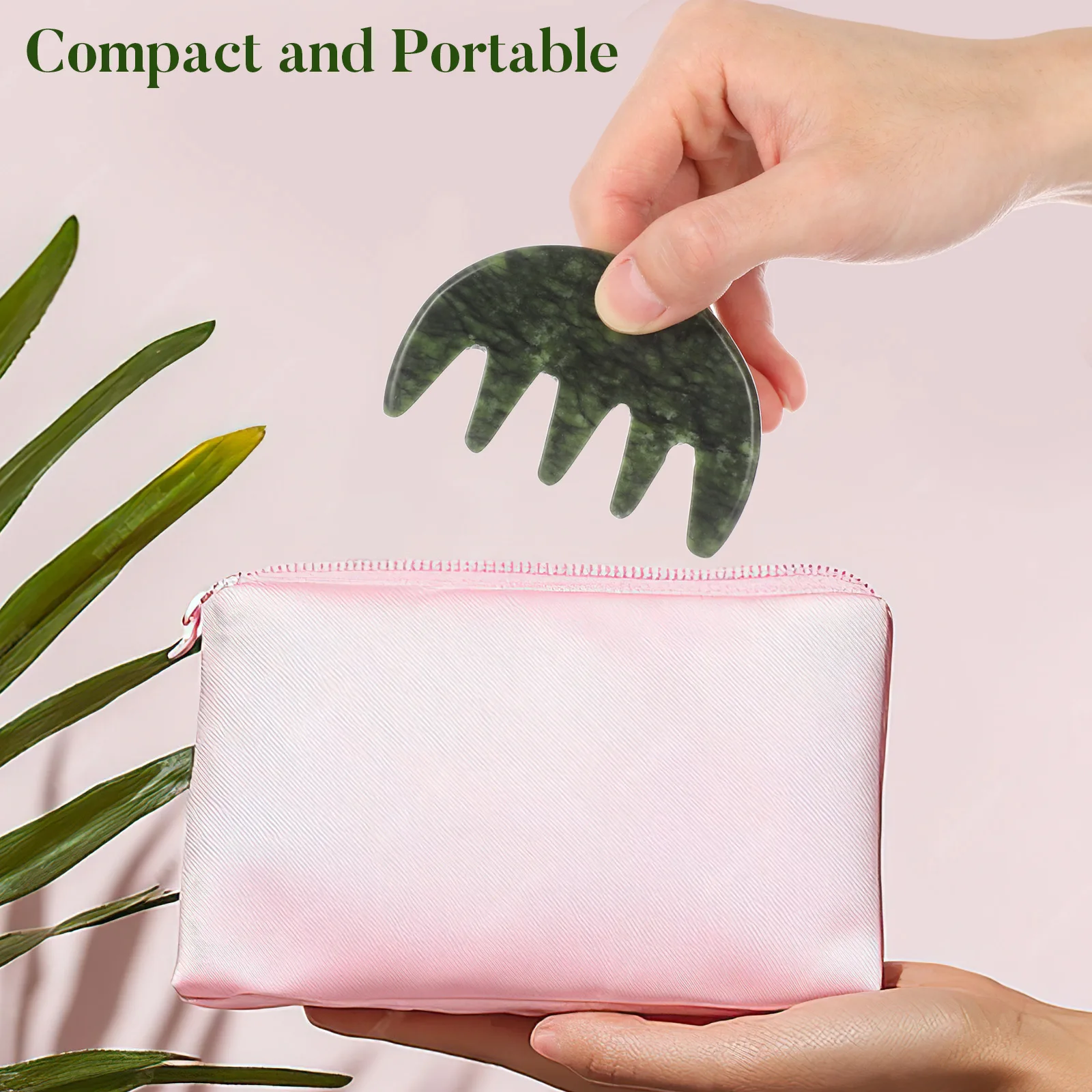 

Jade Massage Comb Guasha Tool Massager Shape Hair Brush Five-finger Massaging Face