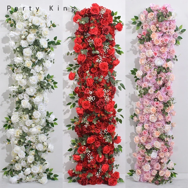 

Artificial Flowers Runners Outdoor Wedding Decoration Dinning Table Centerpieces Road Lead Fake Flower Row Party Home Decor