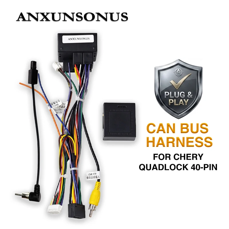 Wiring Harness CAN Bus Decoder for Chery Tiggo 7/5X/8/3X, Arrizo 5/EX, SWC Retention, Plug & Play, 16-Pin Android Adapter Cable