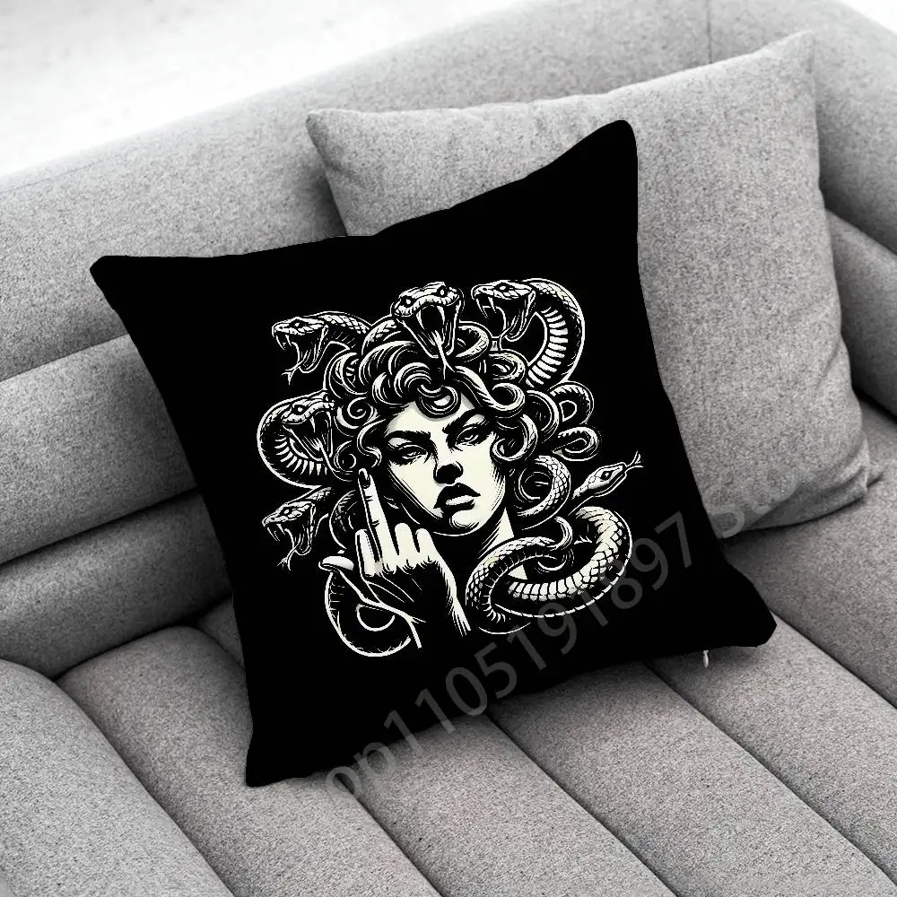 Medusa Greek Mythology Look At Me Throw Pillow Case For 50x50cm 30x30cm 55x55cm 45x45cm 40x40cm Square Bed Pillowcase Cover