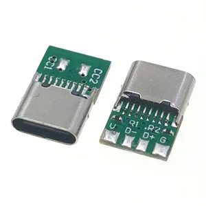 Jack Konektor Wanita USB Tipe c Dengan Resistor Ganda 5.1 K Terminal Listrik usb 16pin Kabel Data DIY Mendukung Papan PCB 8 penjualan terbaik usb c diy - №