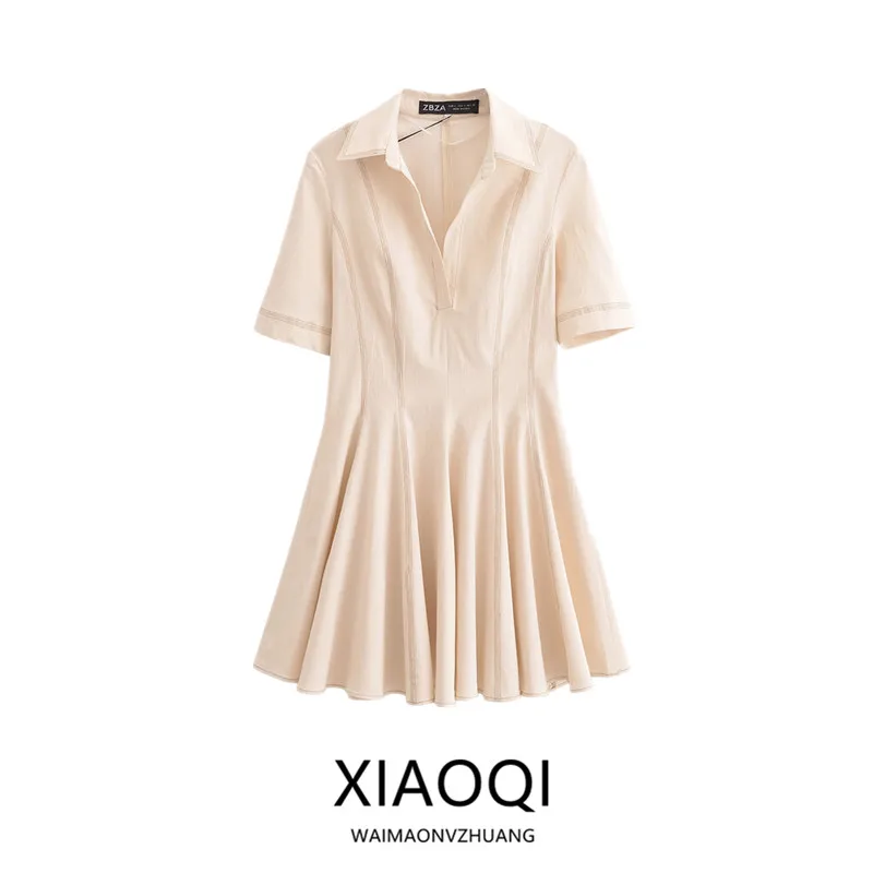 กระโปรงคอปกอเนกประสงค์สำหรับผู้หญิง ฤดูใบไม้ร่วง 2024 สไตล์ลำลอง แฟชั่นทันสมัย เหมาะสำหรับใส่ไปทำงาน