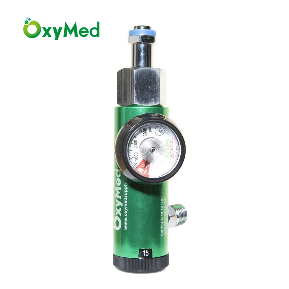 High Quality W21.8 DIN6 Medical Oxygen Regulator Pressure Regulator DIN477-6 Diss or barb 15L