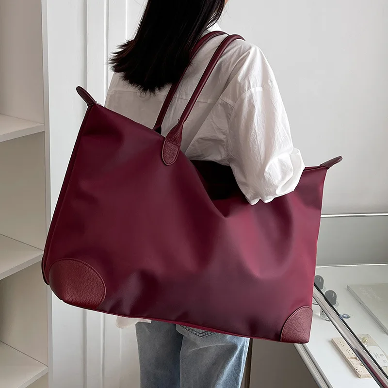 Bolso de viaje informal para mujer, bolsa de hombro de gran capacidad, Color sólido, envío gratis