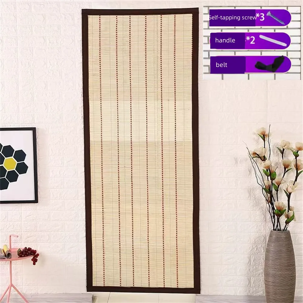 Custom Anti-Mosquito Bamboo Door Curtain, Fly-Proof Hanging Roller Blinds, Sunshade Ventilation Curtain, Summer