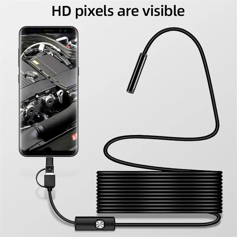 KERUI 3-in-1 Endoscope Camera for Android PC Mini Camera 7mm Flexible Waterproof Inspection Borescope for Pipeline Maintenance