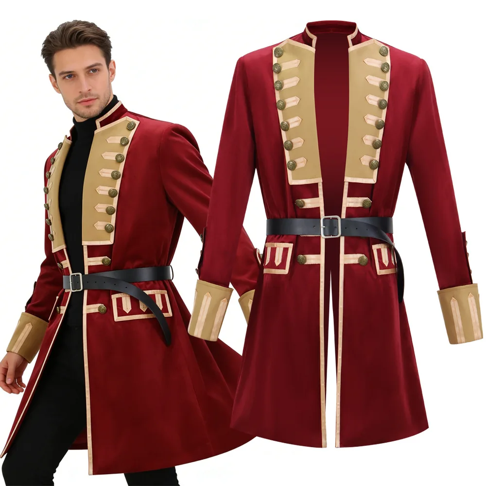 Мужской фрак XVIII века, королевская военная униформа, костюм средневекового офицера, костюм Джорджа Вашингтона