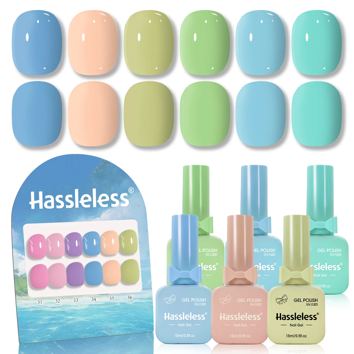 6-teiliges Nagellack-Set, 15 ml/Flasche, geeignet für alle Jahreszeiten, semi-permanent, einfach aufzutragen, DIY-Nagelkunstdesigns, farbenfrohe Farben