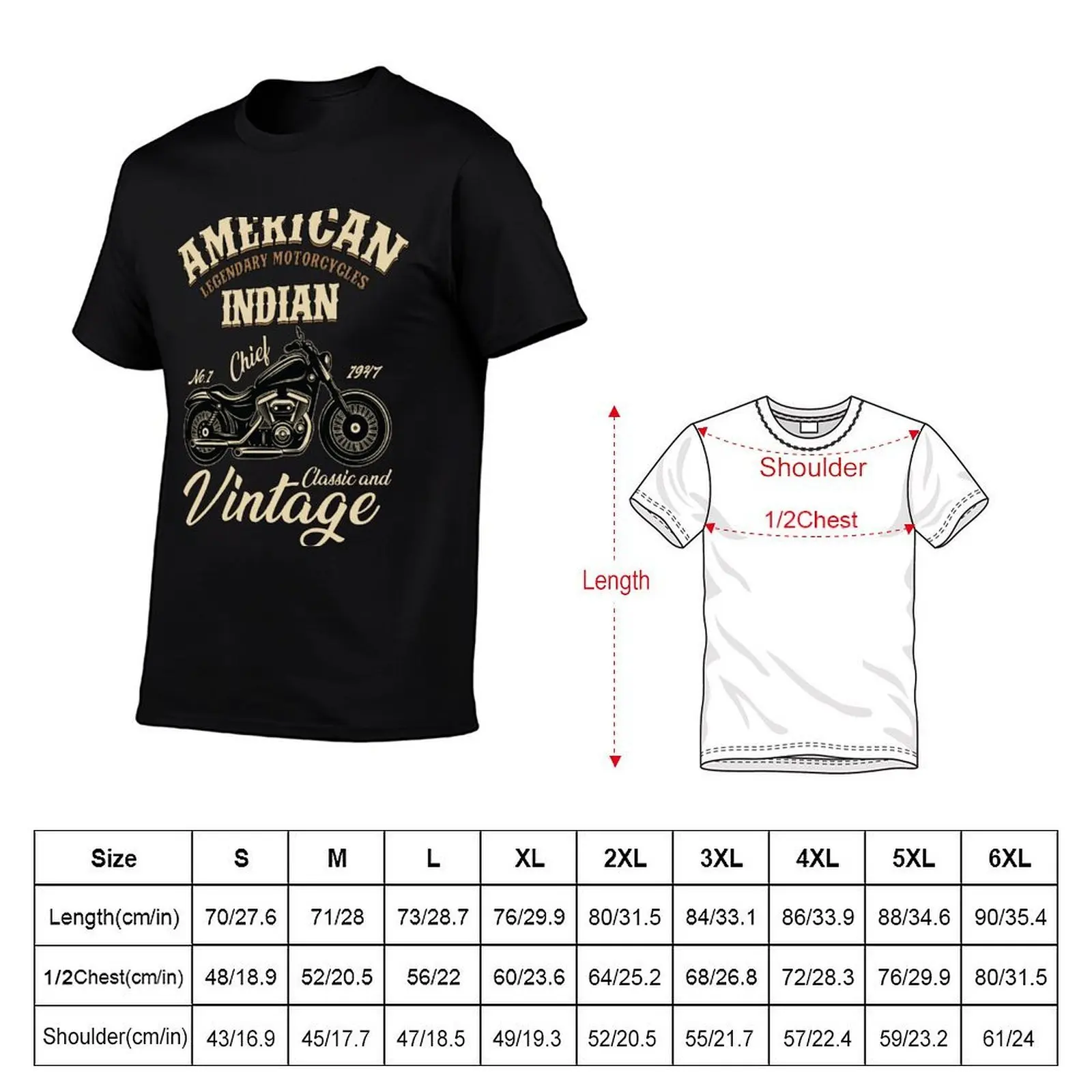 American Legendary Motorcycles Indian Classic And Vintage T-Shirt Daily Work Short Sleeve Top