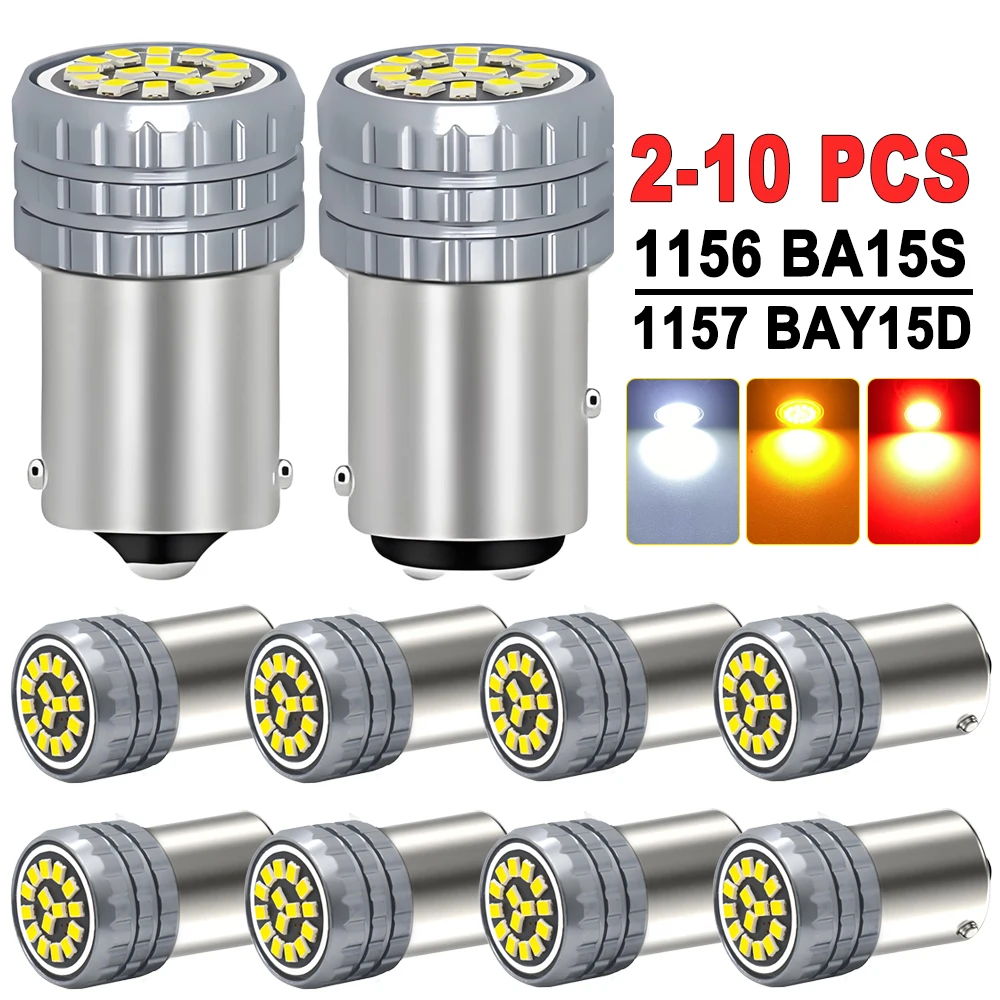 

2/4/6/8/10 шт. P21W 1156 BA15S Светодиодная лампа указателя поворота 1157 BAY15D Стоп-сигнал 12 В 2016-15SMD Белый Желтый Автомобильные задние парковочные лампы