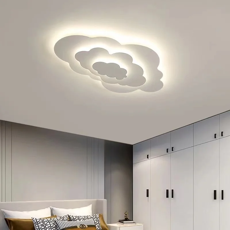 Modern LED Ceiling Lamp for Childrens Room Bedroom Study Dimmable Plafonnier Baby Kids Room Light Ceiling Cloud Chandelier White