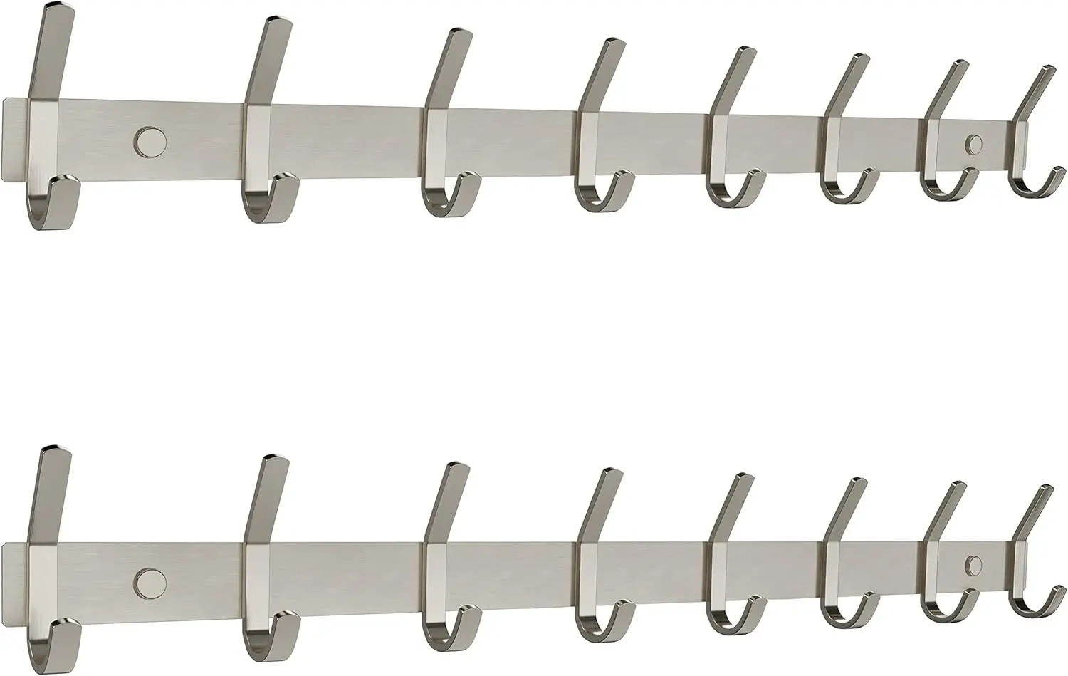 

24-Inch Stainless Steel Wall Mount Coat Rack with 8 Double Hooks for Entryway, Bathroom, Bedroom - 2 Pack
