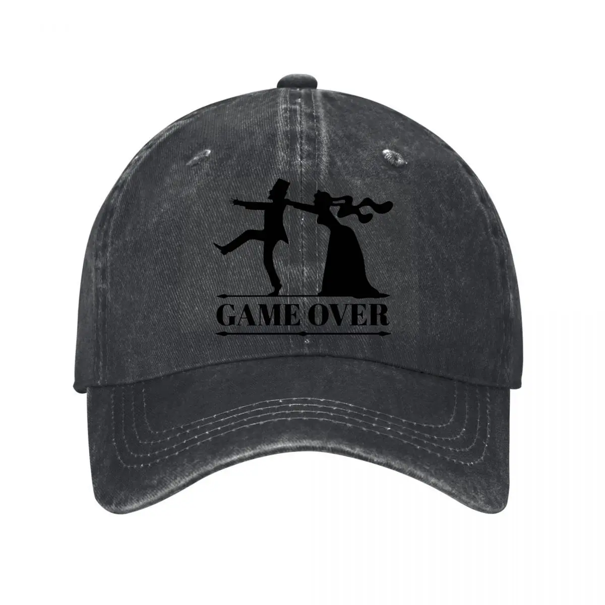 Game Over Bride Pulling Groom Wedding Silhouette 2026 New Vintage Washed Cotton Baseball Cap Parent Kids Sun Hats