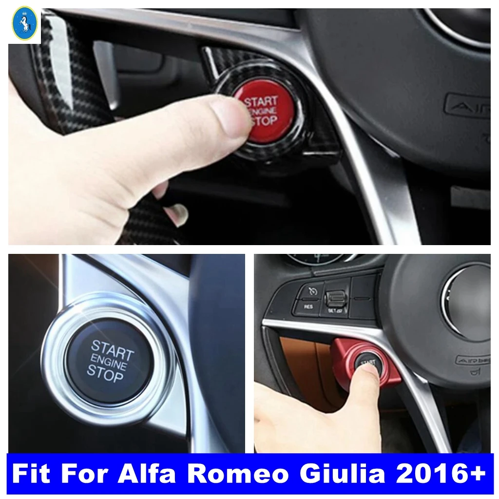 

For Alfa Romeo Giulia 2016 - 2022 Auto Accessories Engine Start Stop Push Button Switch One-click Keyless Decoration Cover Trim