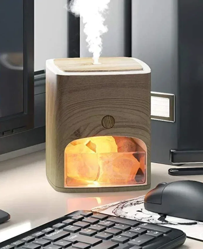 2022 مرطب الهواء رائجة البيع مصباح ملح الهيمالايا الخشب الحبوب منحوتة باليد الطبيعية العلاجية الملح الصخور كريستال مصابيح المرطب #2