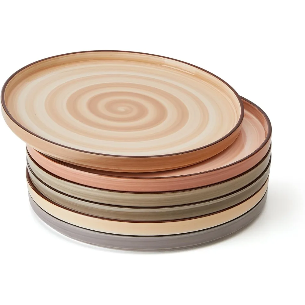 

Sweese 10.5 Inch Porcelain Dinner Plates Set of 6, Gradient High Edge Dish Set - Dishwasher, Microwave, Oven Safe, Scratch Resis