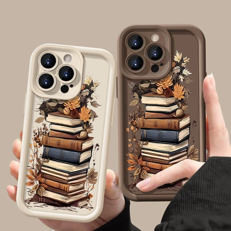 Custodia per telefono modello libri vintage per iPhone 17 Air 16 Pro 15 14 12 13 Pro Max 16e 11 Cover morbida in silicone per iPhone 15 16 Plus