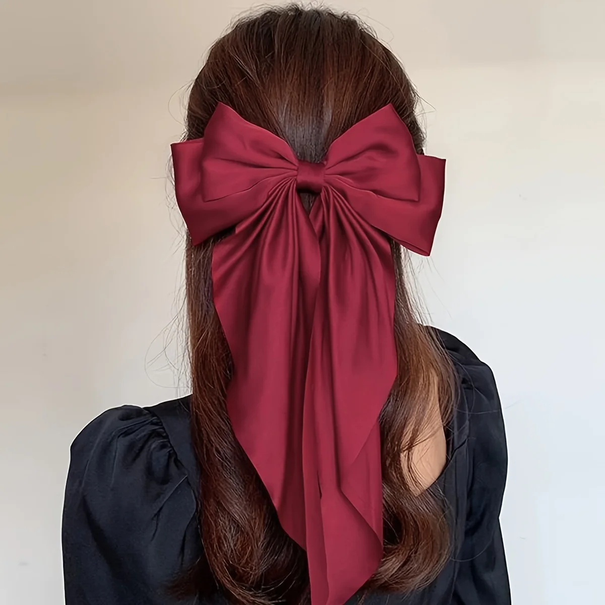 12Pcs Women\'s Burgundy Elegant Bow Hair Accessories Set with Bangs on the Back of the Head