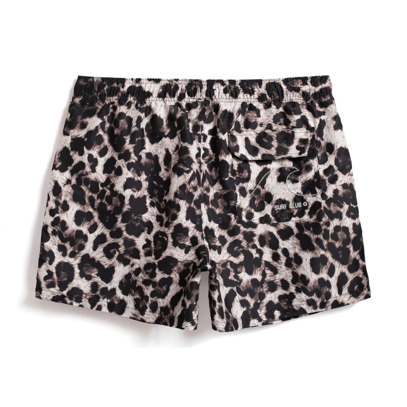 Men\'s Beachwear Quick Drying Baggy Male Swimwear Jogger Shorts Casual Wear For Men White Leopard Print Shorts GMA2653