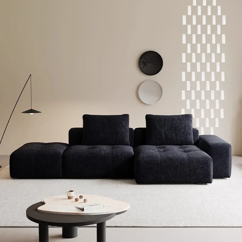 

Sofa retro black tofu block corner sofa