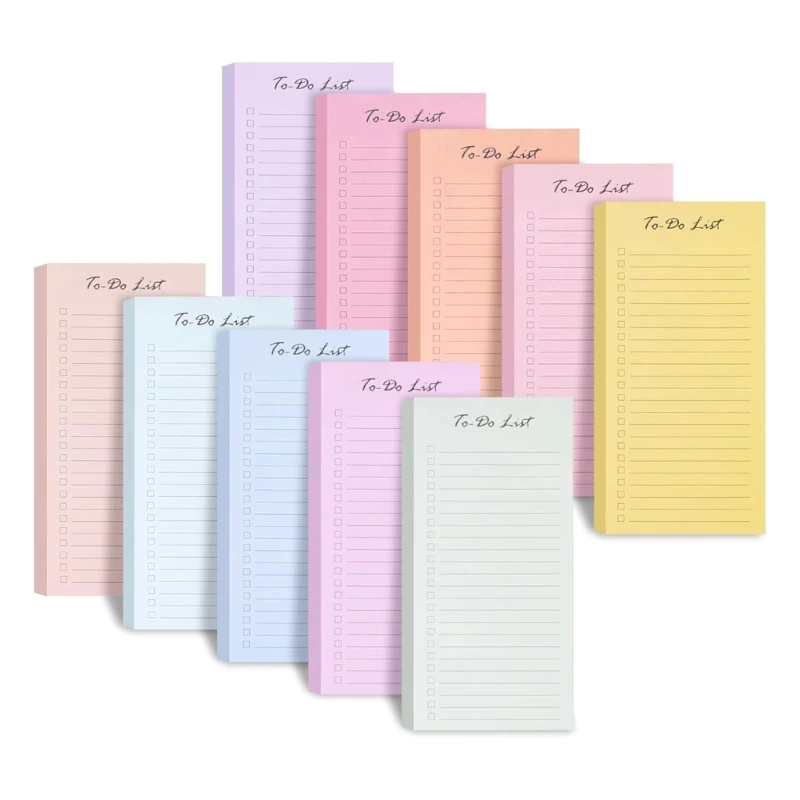 20CB 10 Pcs Sticky Notes Self-Adhesive Memo Note Pad To Do List Post Note Convenient Sticky Notes Pads with Lines for Student