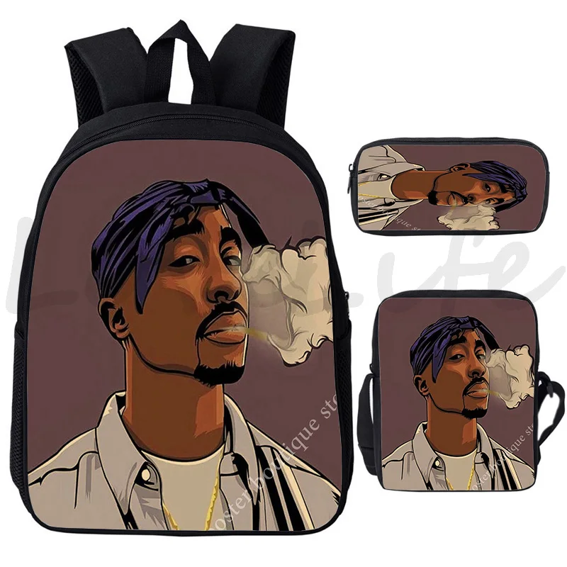 Tas punggung Tupac Legenda Desain mode tas sekolah anak laki-laki tas buku Pria tas buku remaja tas Travel Mochilas 3 buah/Set ransel