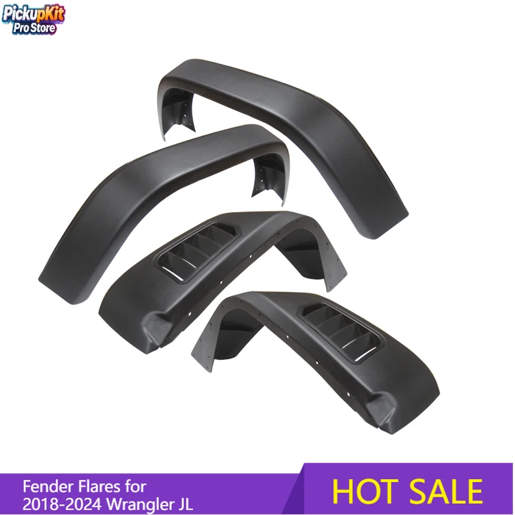 

Heavy Duty Aluminum Offroad Front Rear Fender Flares Set for 2018-2024 Wrangler JL