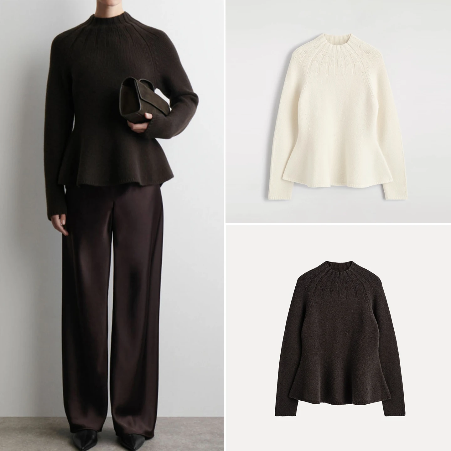 

2025 Autumn New Sle Women's Personali Bell Sve Sweater Commute Sle Long Sve round Ne Regular Length Single Piece