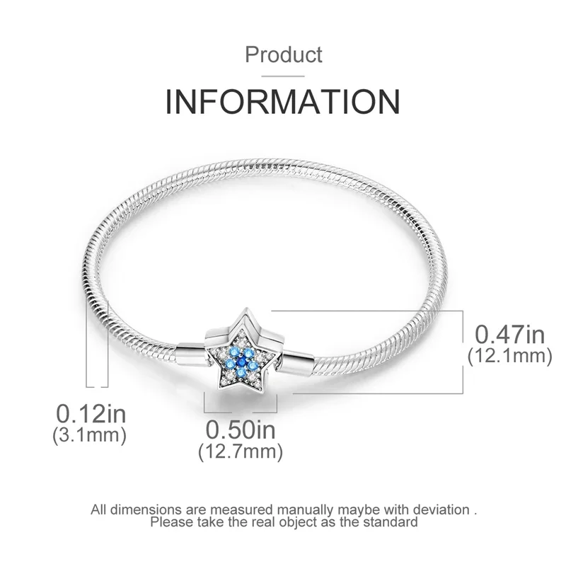 21 styles 925 pure silver original 17CM-20CM basic bracelet heart-shaped moon star women's DIY jewelry fitting bead pendant