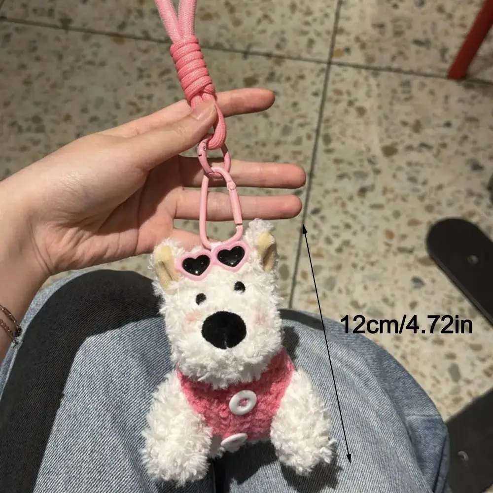Cute Cartoon West Highland Dog Keychain Stuffed Dolls Hanging Ornament Puppy Pendant Plush Backpack Key Chain Bag Accessories