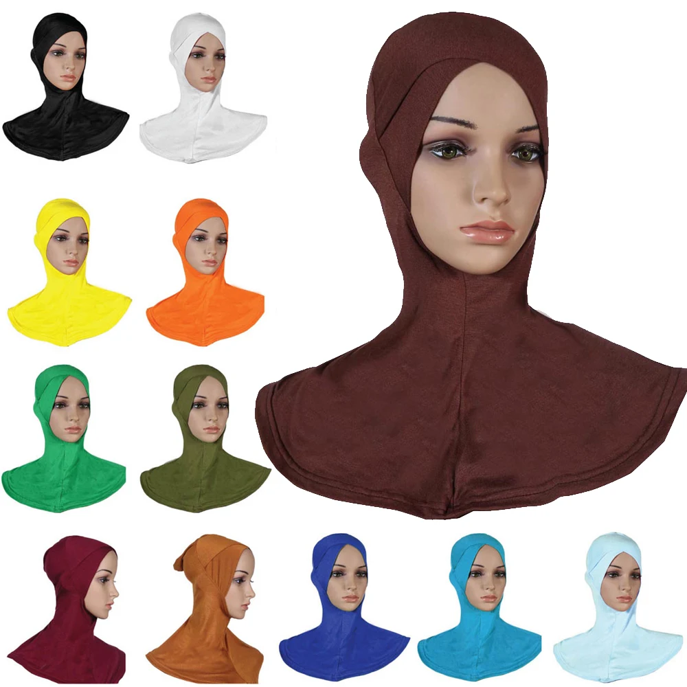 Solid Color Cross Benaies Hat Bonnet Underscarf Women Muslim Instant Scarf Hijab Islamic Headscarf Amira Ninja Ninja Cap Turban