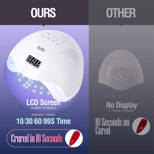 Imagen 2 del producto Secador de uñas de 48W, esmalte de uñas de Gel, luz LED UV de curado con 4 temporizadores, Sensor automático, pantalla LCD, herramientas profesionales para decoración de uñas