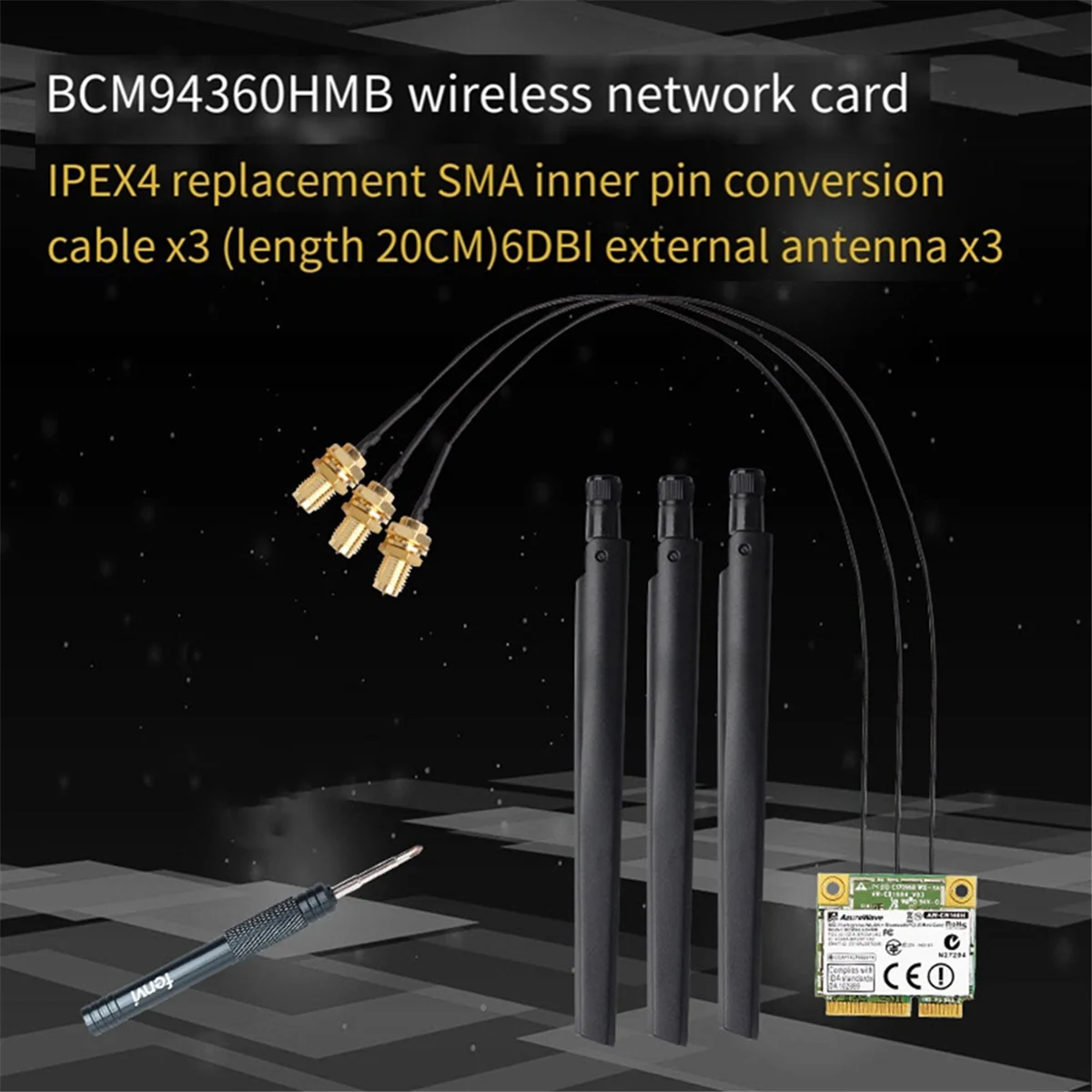 Broadcom Chip NIC BCM94360HMB Notebook Gigabit AC1300M Bluetooth 4.0 Wireless NIC PCI-E Interface NIC,A