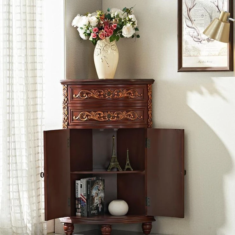 

Walnut corner cabinet rack corner cabinet 90 degrees right angle triangular side cabinet corner living room complete