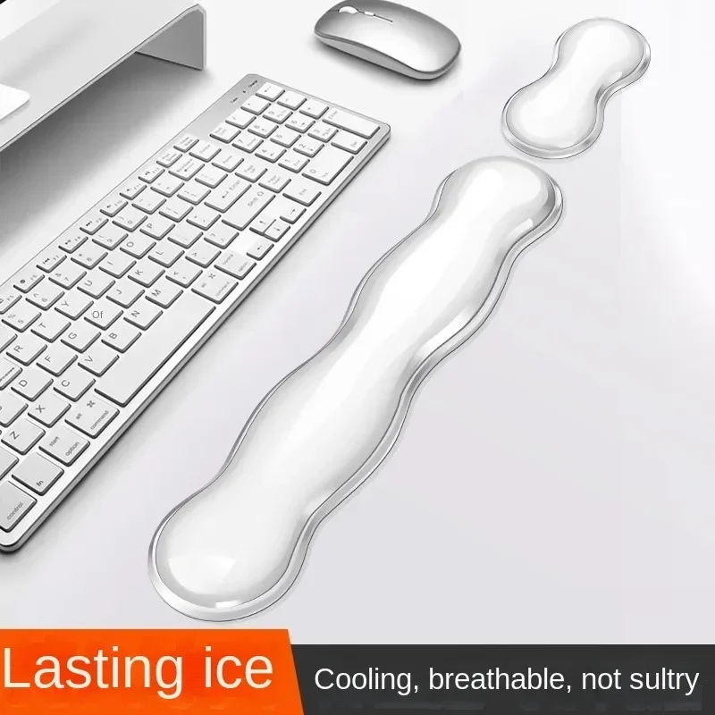 Mouse Pad With Wrist Rest, Keyboard Rest, Anti Slip Silicone Transparent Desktop Office Game Console, Mouse Wrist Rest JJ1311