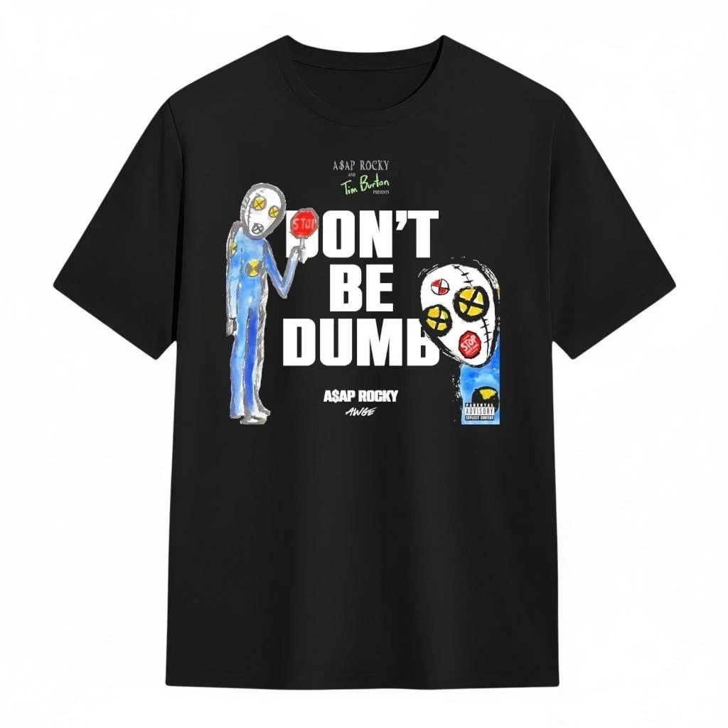 A$AP ASAP Rocky Don't Be Dumb album graphics 100%cotton men's shirt 2026 Summer shirts Women's Y2k Hip Hop Short Sleeve Tshirt