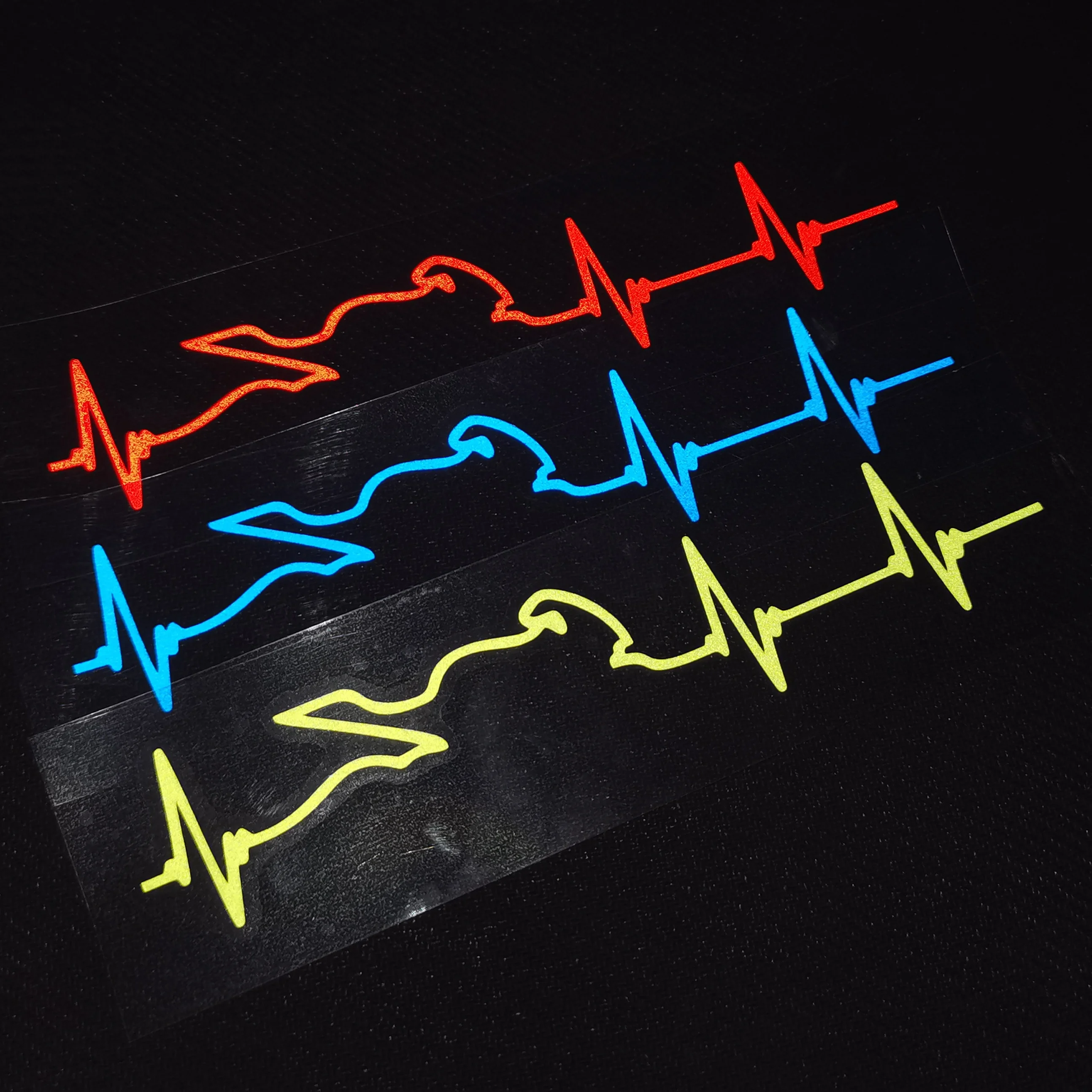 Motorcycle Heartbeat Line Stickers Waterproof Reflective Personality Decal