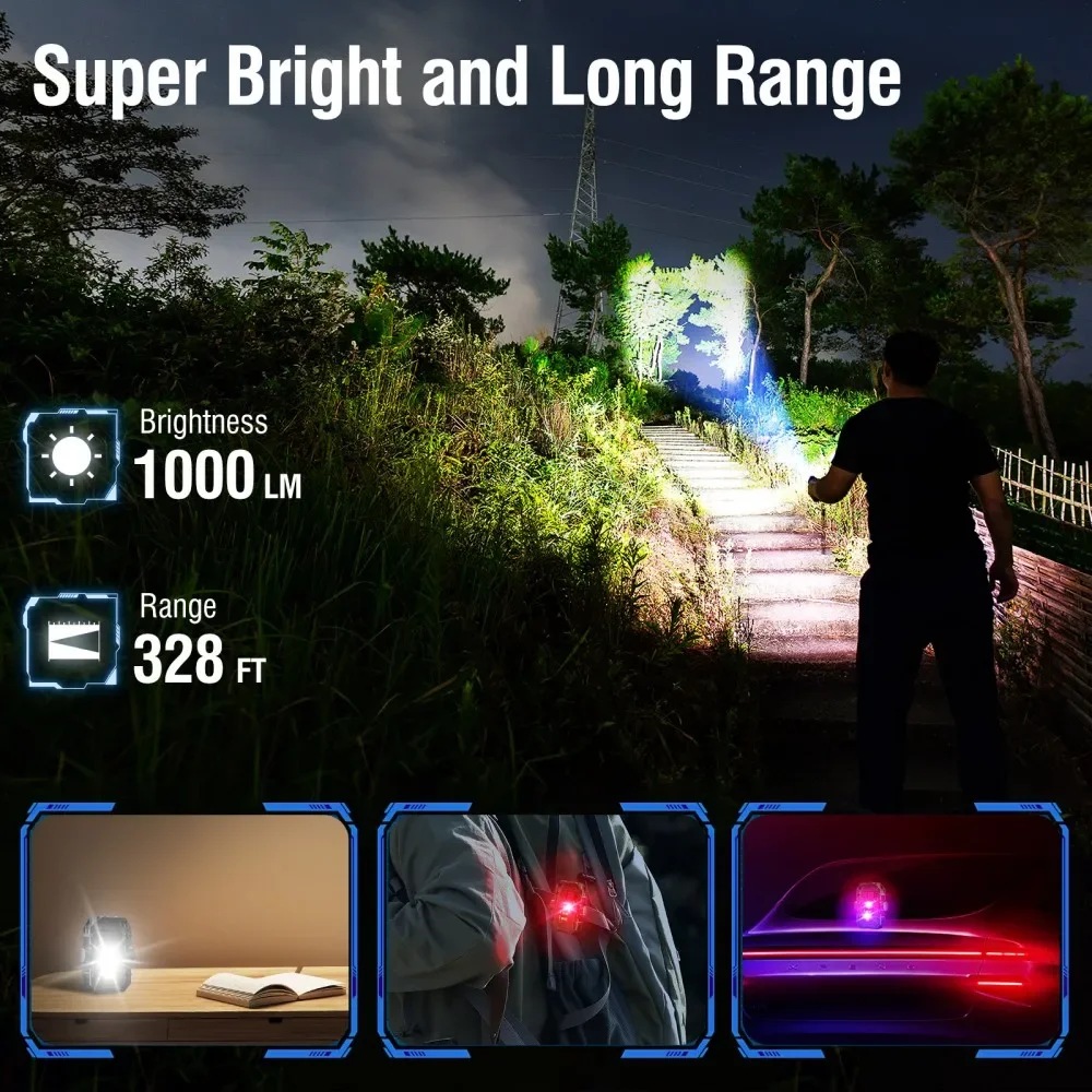 BORUiT LED Keychain EDC Flashlight Work Light Type-C Rechargeable Relieve Stress Torch Magnet Pen Clip Camping Pocket Lantern