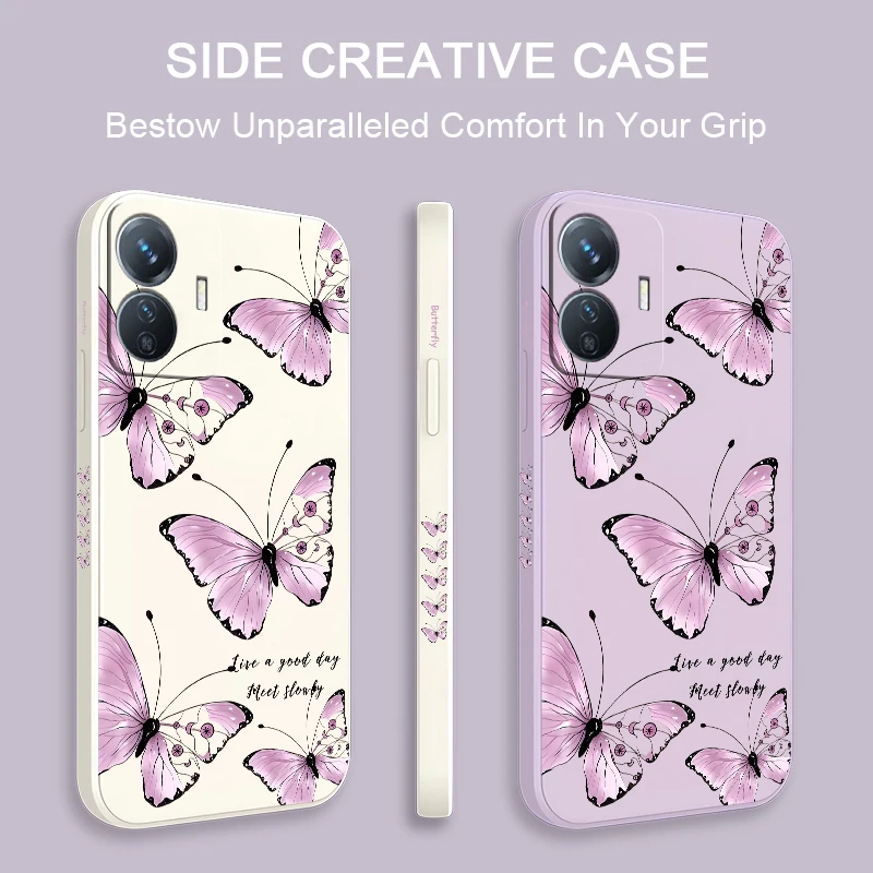 Cute Butterfly Phone Case For Vivo Y200 Y100 Y95 Y93 Y91 Y85A Y85 Y81S Y81 Y78 T1 Y78M Y77T Y76 Y73 Y72 Y70 Soft Silicone Cover