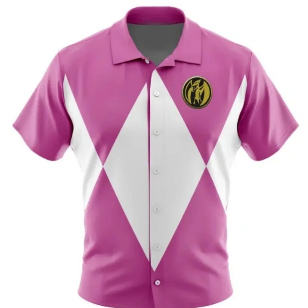 Green Warriors Mighty Morphin PowerRangers 부통 셔츠 하와이안 올 매치 스포츠 캐주얼 여름 남성